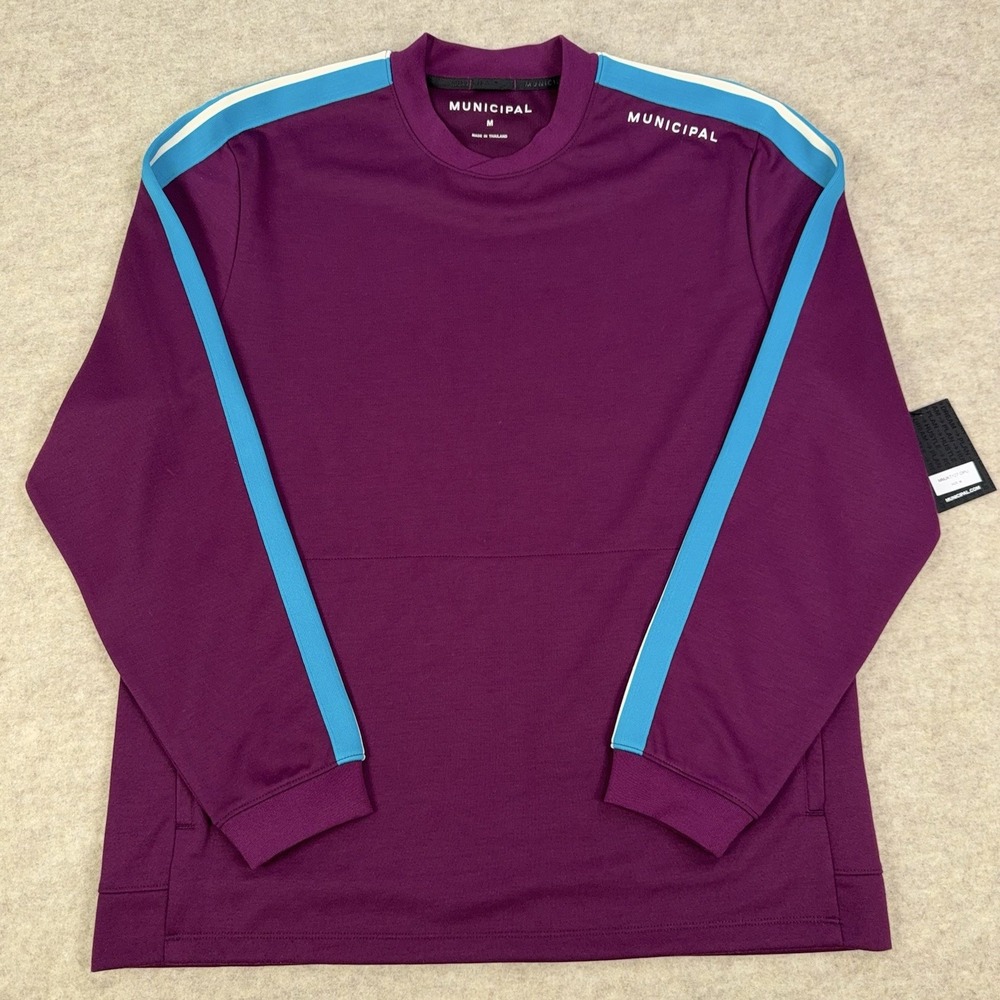 Municipal Sports Utility Gear Crewneck Fleece Sweatshirt M Purple Stripe Golf
